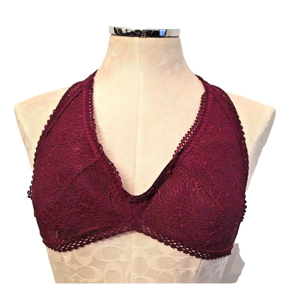 Small Victoria's Secret Pull on Burgundy Lace Bra Racer Back Style#36013043